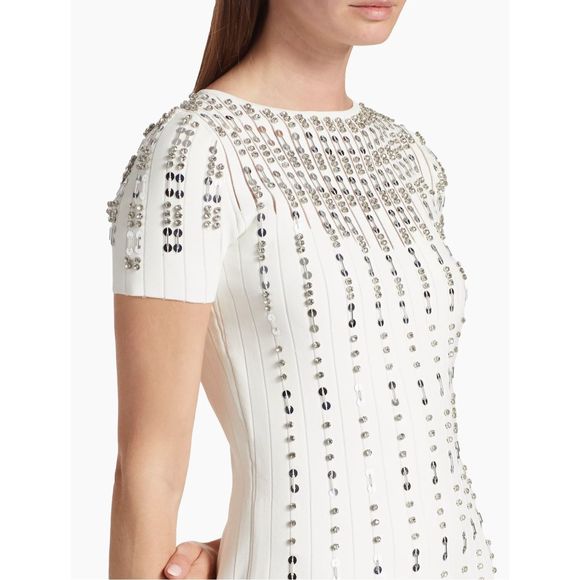 Reem Acra Crystal-Embellished Fit & Flare Dress Size XL $2295 - Picture 5 of 14
